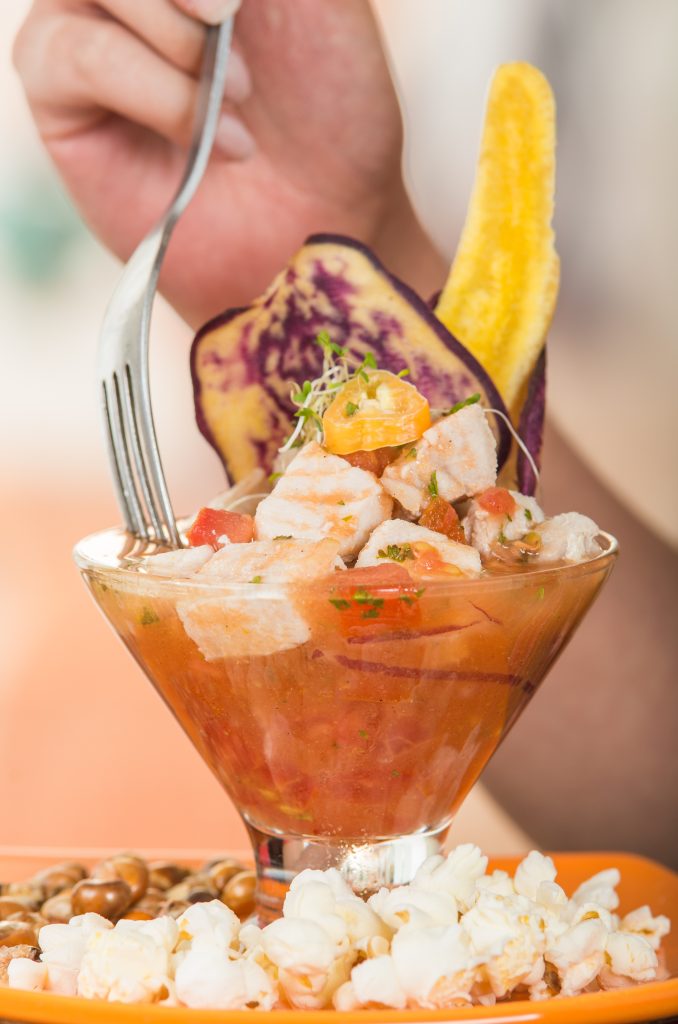 Delicious fish ceviche, typical ecuadorian plate